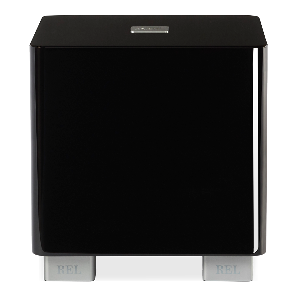 REL T-5x Subwoofer Schwarz Hochglanz Frontansicht