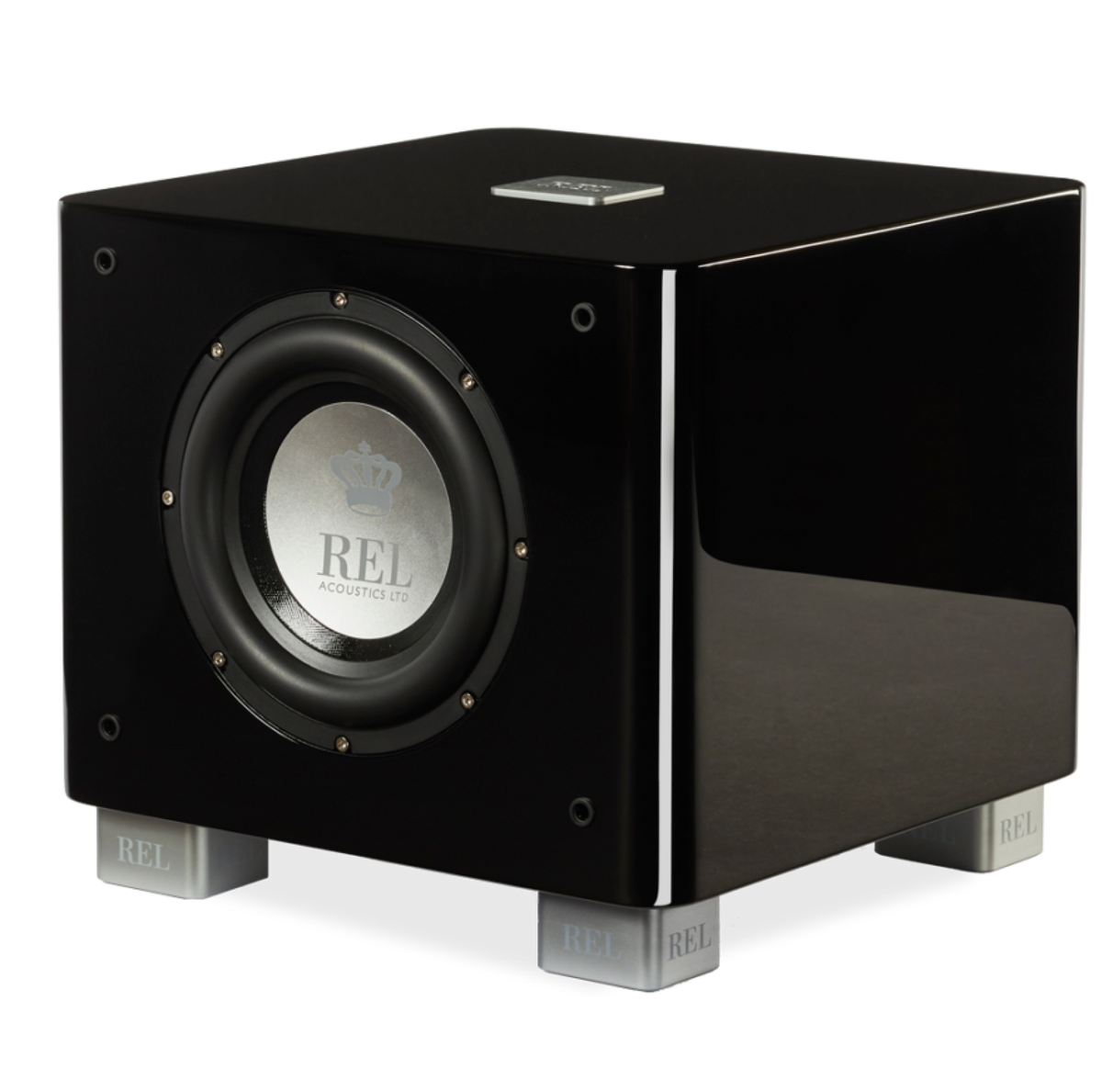 REL T-7x Subwoofer Schwarz Hochglanz Frontansicht