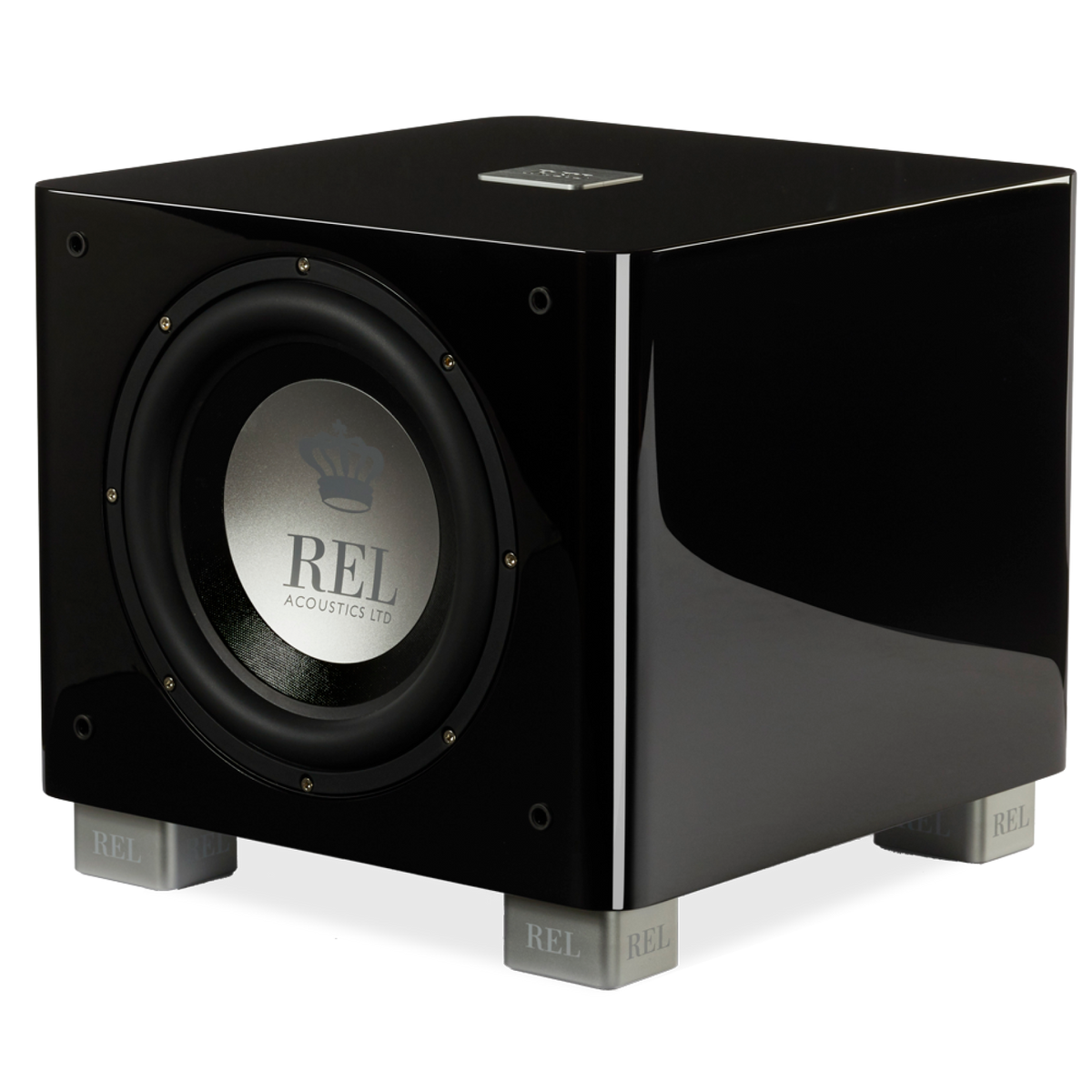 REL T-9x Subwoofer Schwarz Hochglanz Frontansicht