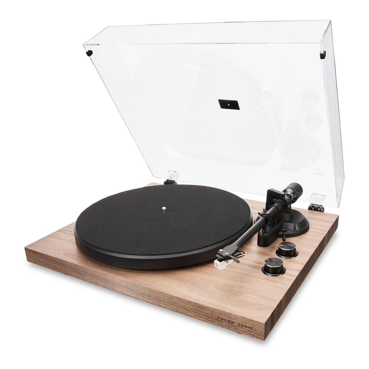 Argon Audio TT-MK2 Plattenspieler in Nussbaum, Frontansicht