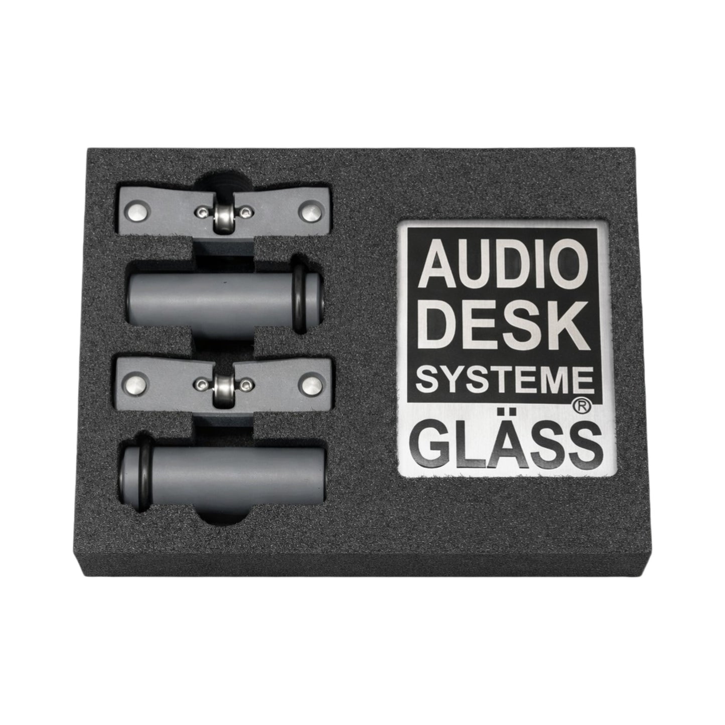 Audio Desk Systeme 7-Zoll-Single-Kit für Vinyl Cleaner, Lieferumfang mit Halteadaptern im Schaumeinsatz
