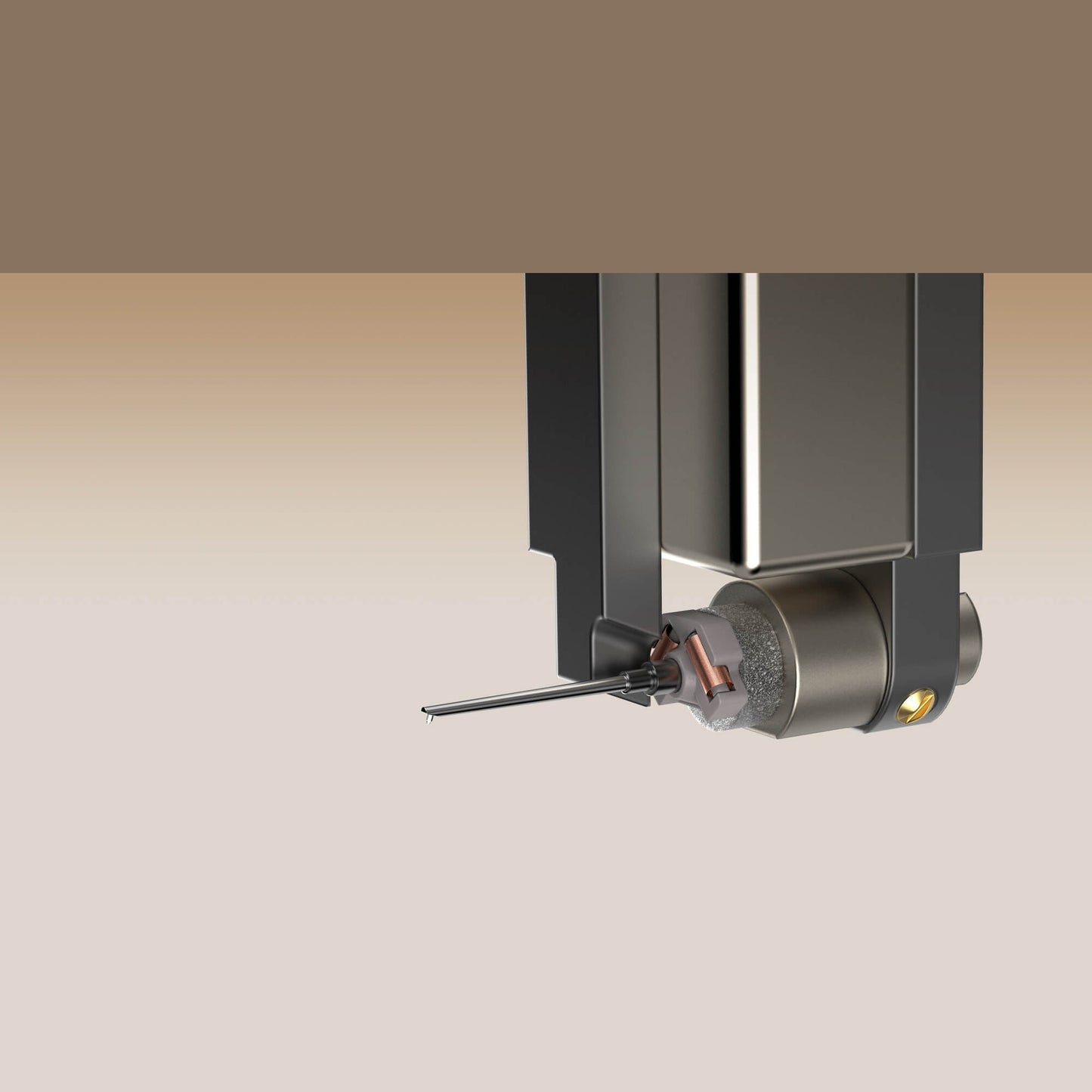Audio-Technica AT33xMLB MC-Tonabnehmer Detailansicht von Nadelträger aus Bor und Abtastnadel