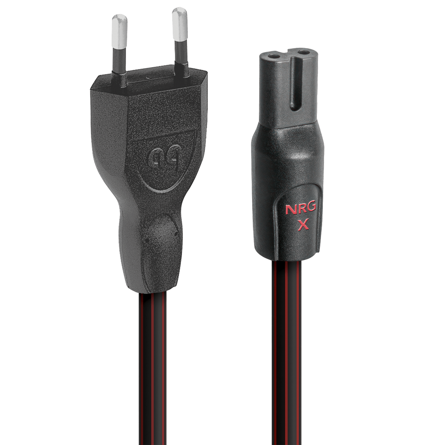 AudioQuest NRG-X2 Netzkabel Produktansicht mit zweipoligem Europlug und IEC-C7-Kupplung