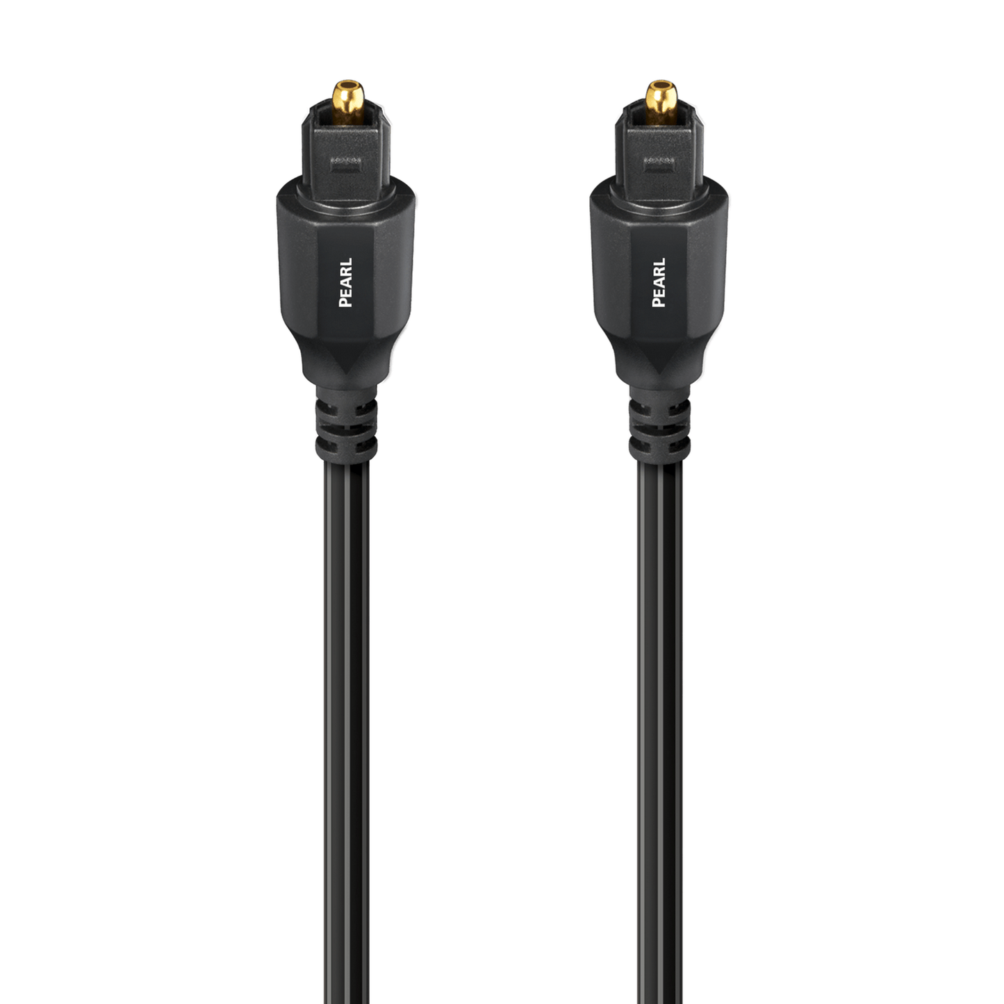 AudioQuest Pearl Optisches Kabel Detailansicht: beide Toslink-Stecker mit vergoldeter Ferrule