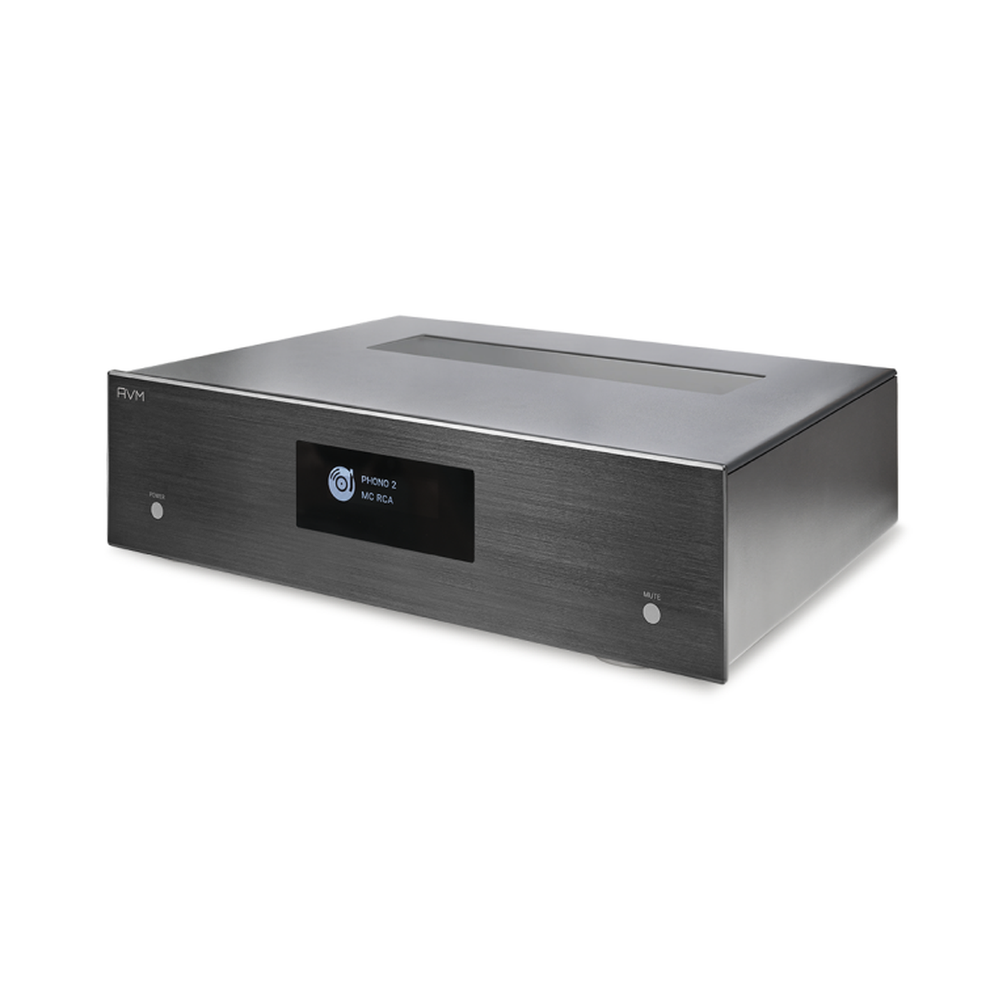AVM Evolution PH 3.3 Phono-Vorverstärker Schwarz Schrägansicht von rechts mit Gehäusedeckel