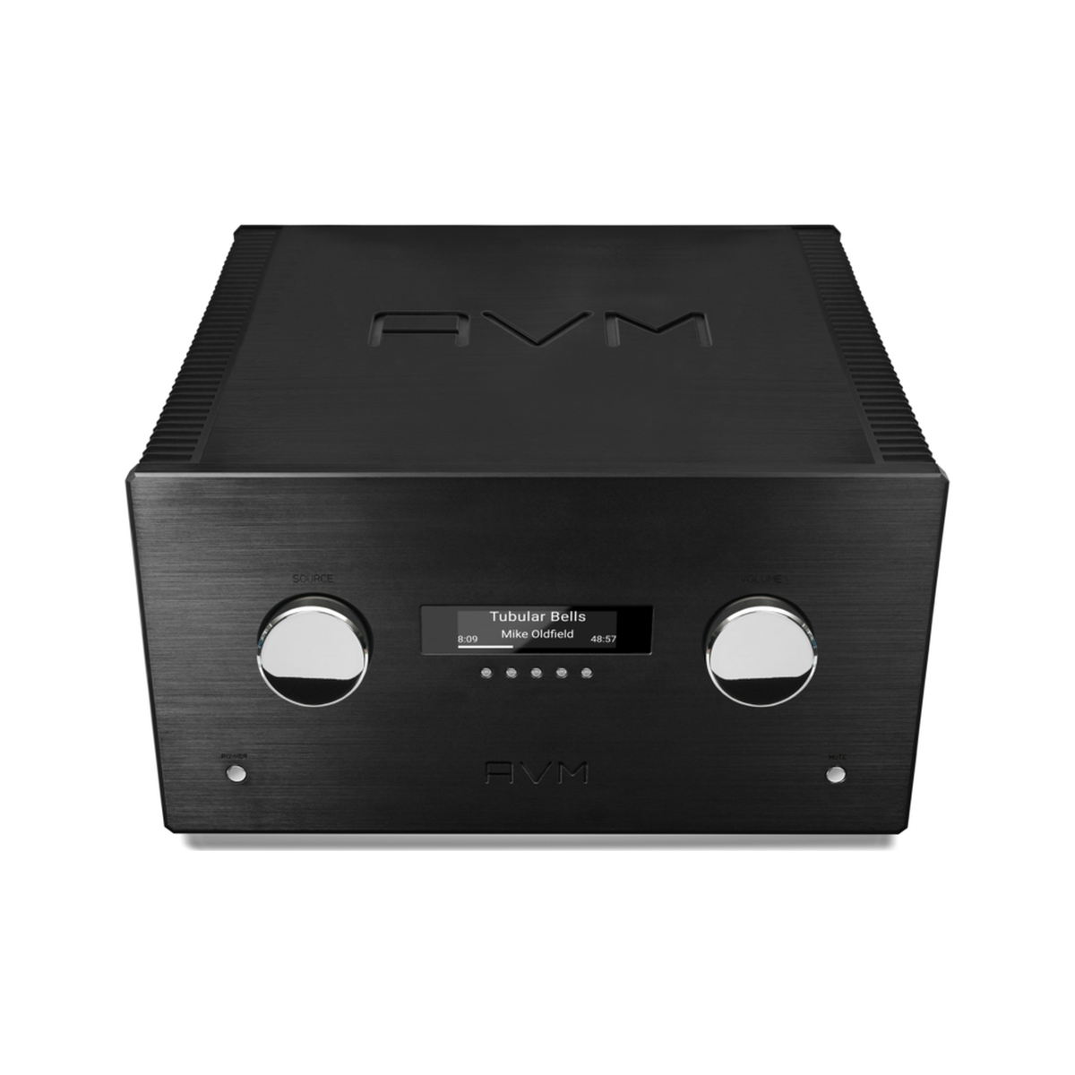 AVM Ovation AS XL Streaming-Vollverstärker Schwarz Schrägansicht