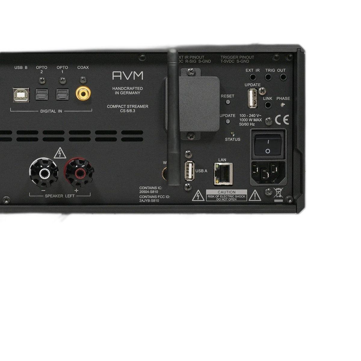AVM Ovation CS 8.3 Streaming-CD-Receiver Black Edition Anschlussfeld im Detail