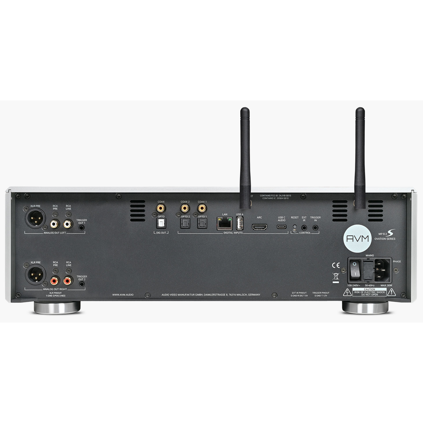 AVM Ovation MP 8.3S Media- & CD-Player Silber Rückansicht