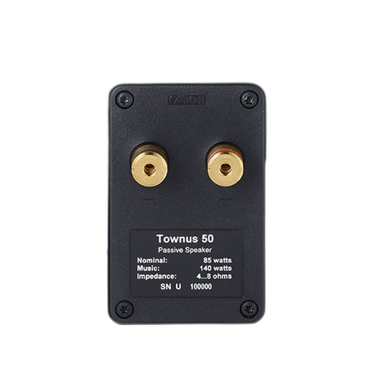 Canton Townus 50 Center-Lautsprecher Schwarz Anschlussfeld mit Schraubklemmen und Typenschild