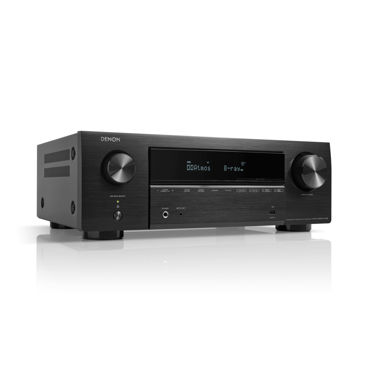 Denon AVR-X1800HDAB AV-Receiver Schrägansicht mit WLAN-Antennen