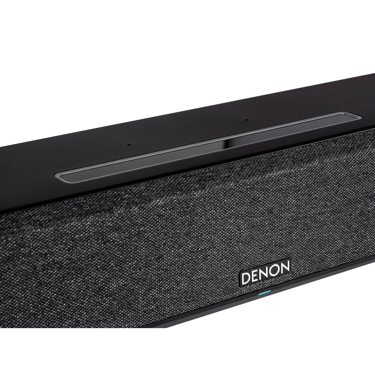 Denon Home Sound Bar 550 Soundbar Detailansicht Gehäusekante und Logo