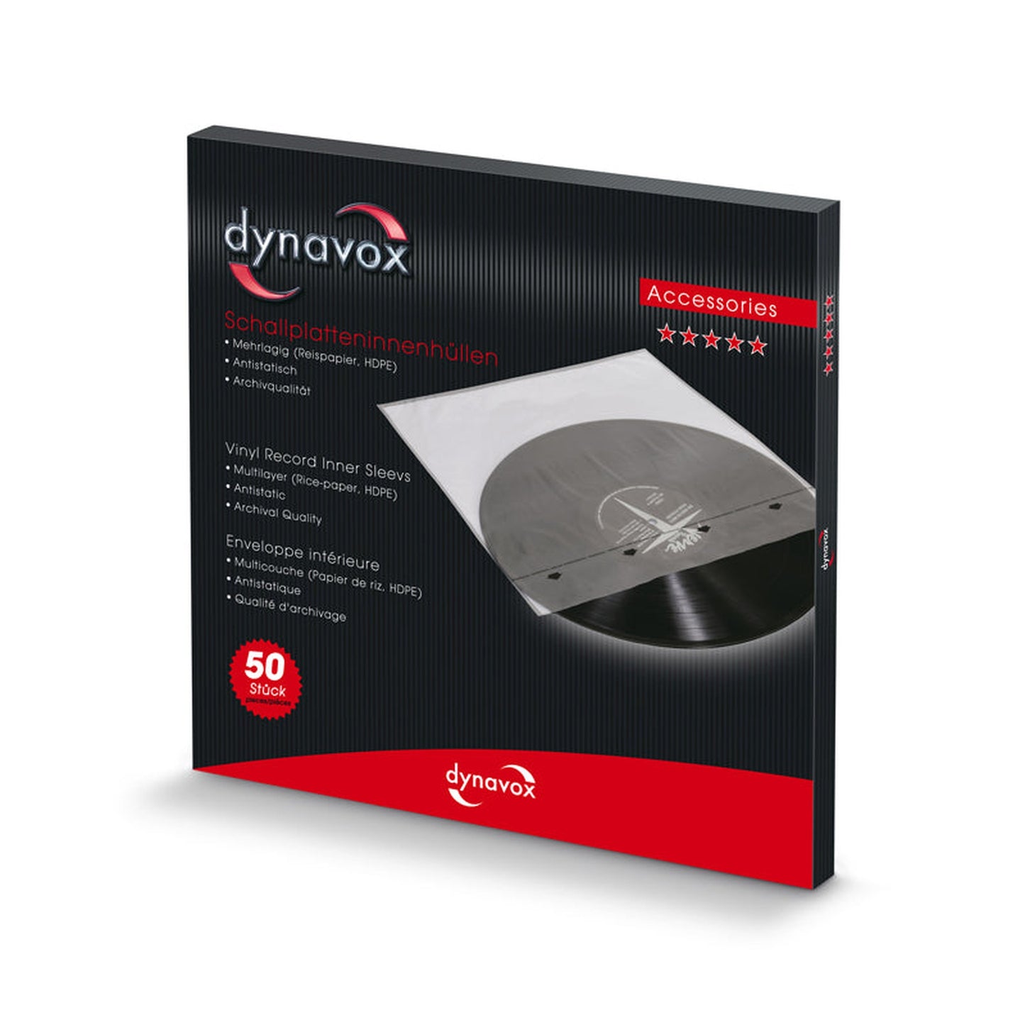 Dynavox Schallplatten-Innenhüllen 50er-Pack Verpackung Farbkarton