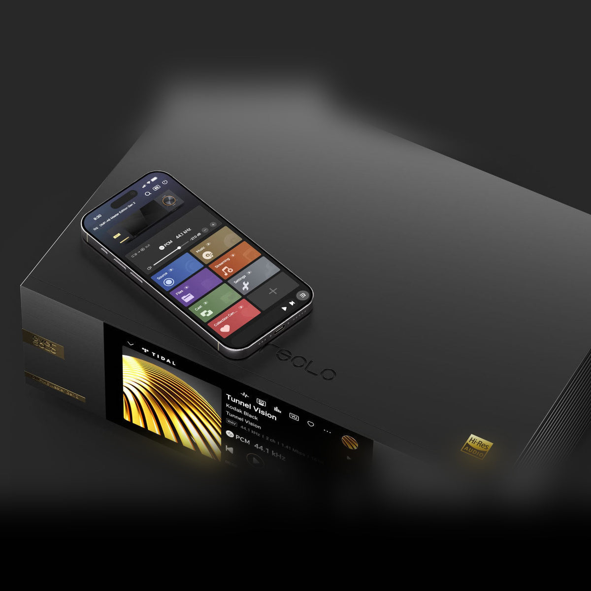 Eversolo DMP-A6 Master Edition Gen 2 Streamer Schwarz Anwendungsbild mit Smartphone-App