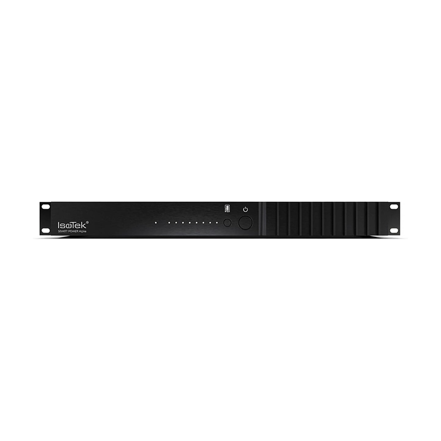 IsoTek Smart Power Alpha Netzfilterleiste Frontansicht mit Statusanzeigen und Netzschalter