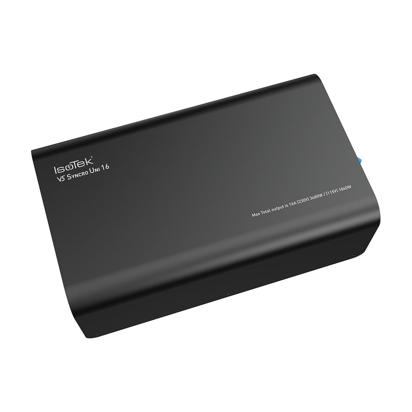 IsoTek V5 Syncro Uni 16 A DC-Blocker Schrägansicht in Schwarz