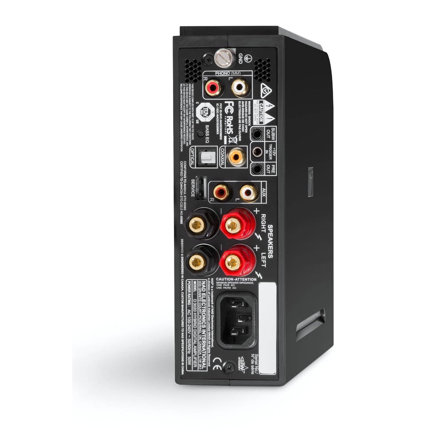 NAD D3020 V2 Digital-Vollverstärker Rückansicht Anschlüsse Phono