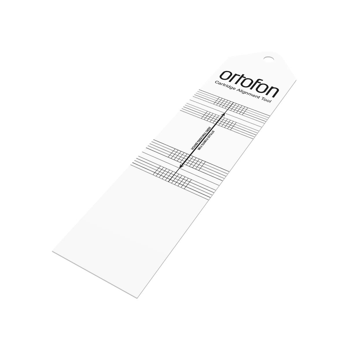 Ortofon Alignment Tool Justierschablone Schrägansicht mit Baerwald-Raster