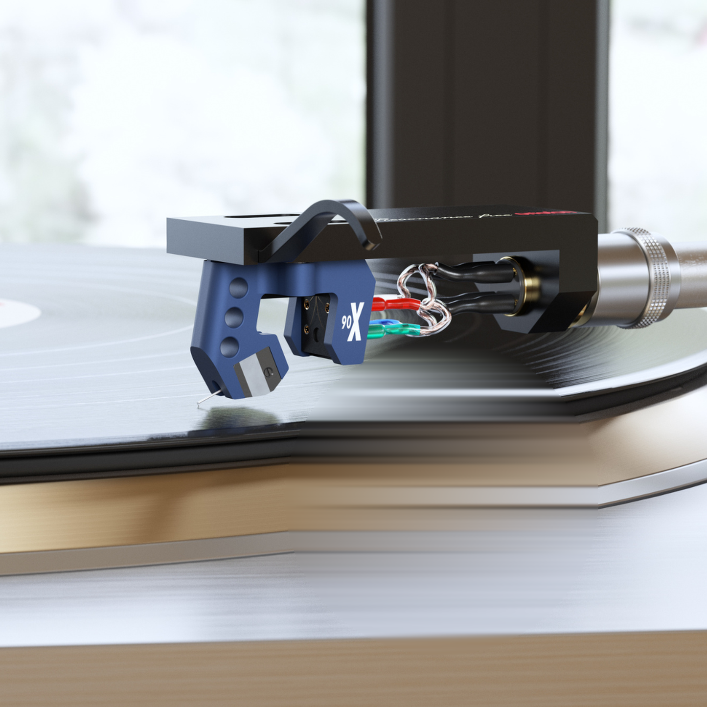 Ortofon MC 90X Limited Edition MC-Tonabnehmer Lifestyle am Plattenspieler im Wohnraum