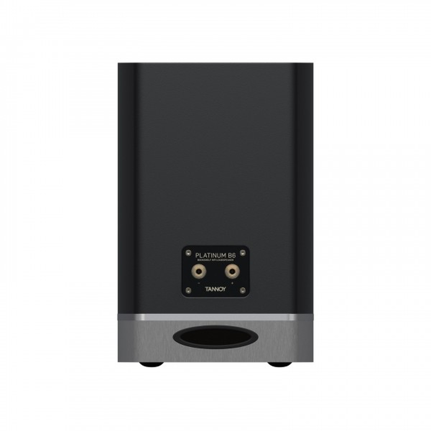 Tannoy Platinum B6 Regallautsprecher Schwarz Rückansicht mit Lautsprecherterminal und Bassreflexöffnung
