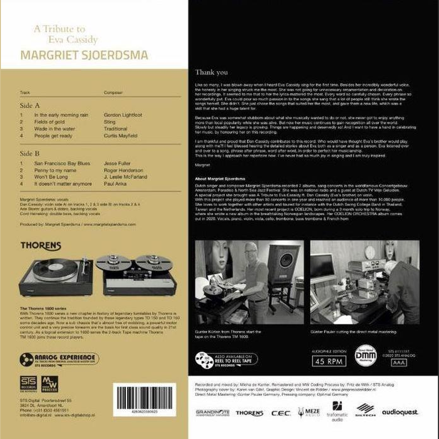Thorens Margriet Sjoerdsma 45 RPM Vinyl Albumrückseite mit Titelliste und Credits