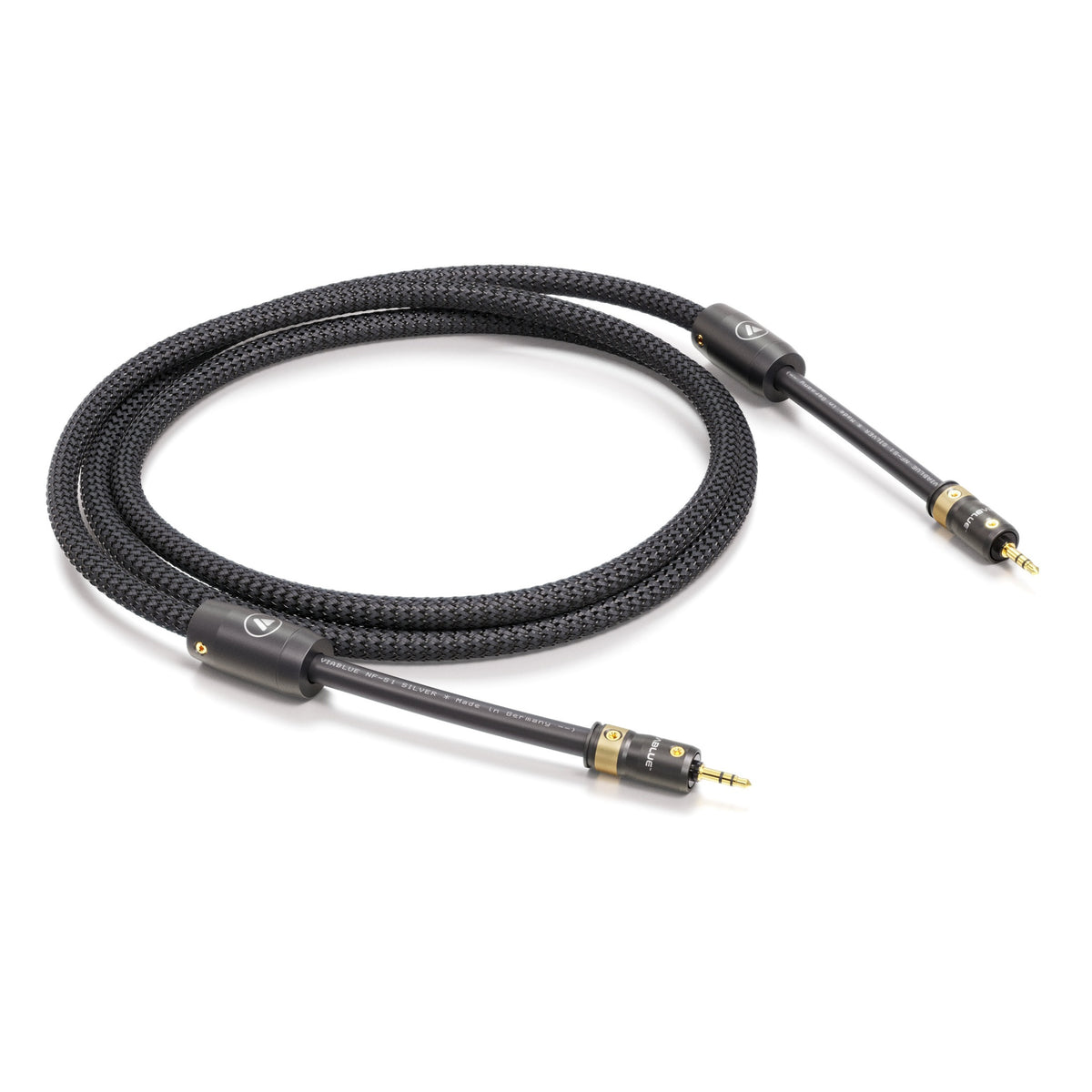 ViaBlue NF-S1 3,5mm-Stereo-Kabel mit T8 Klinkensteckern, Geflechtschlauch Black, Produktansicht