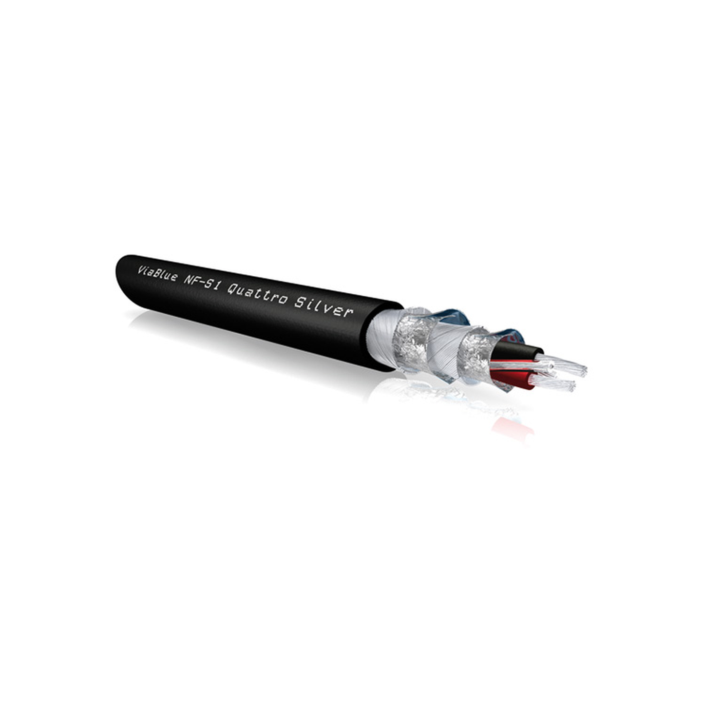 ViaBlue NF-S1 Cinch/RCA NF-Kabel Kabelmantel Quattro Silver Shield mit OFC-Innenleitern, Detailansicht