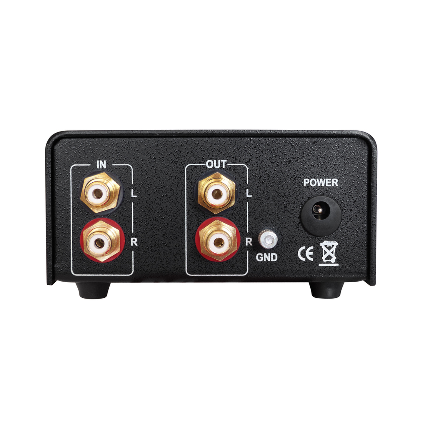 Vincent PHO-200 Phono-Vorverstärker Rückansicht mit Cinch-Anschlüssen und Masseklemme