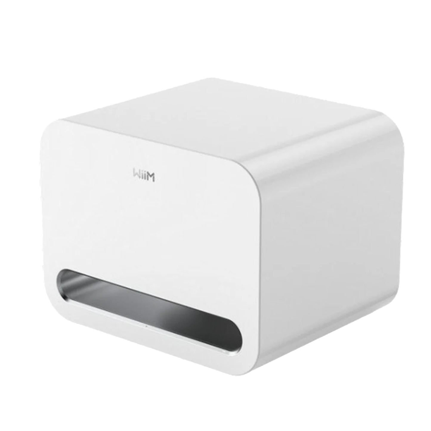 WiiM Sub Pro Wireless-Subwoofer Weiss Frontansicht 2 frontal mit Bassreflexöffnung