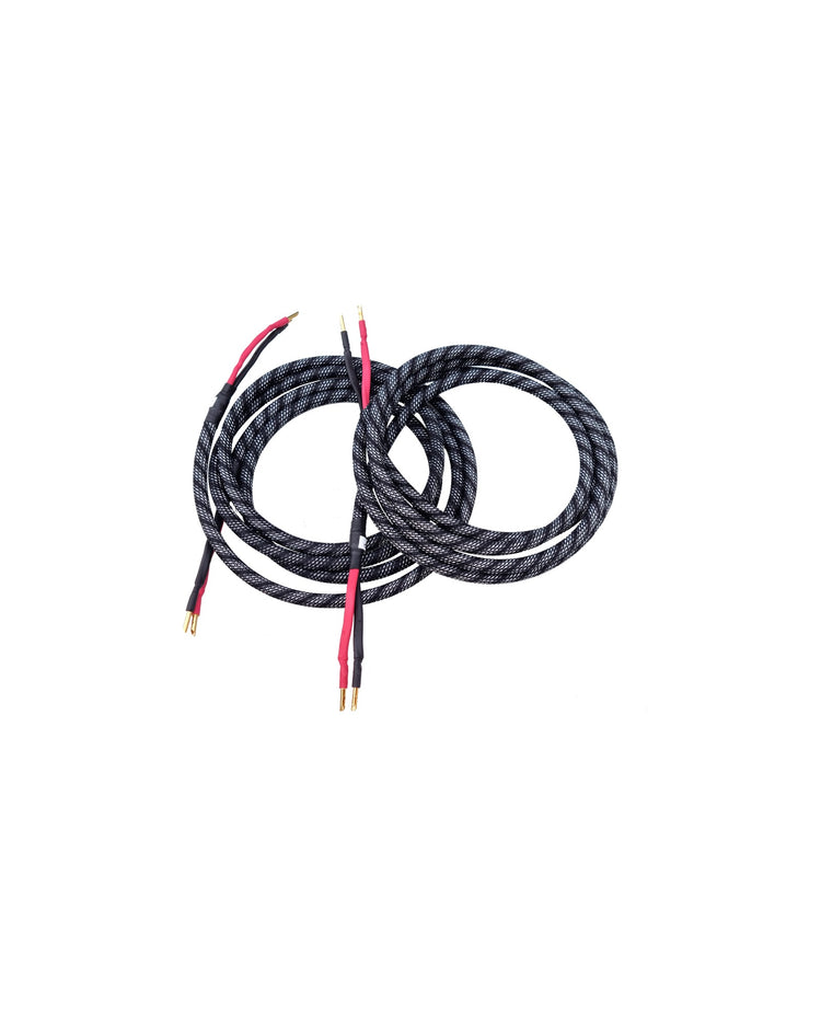 HD ONE High-End Lautsprecherkabel stereo single-wire Paaransicht mit vergoldeten Bananensteckern