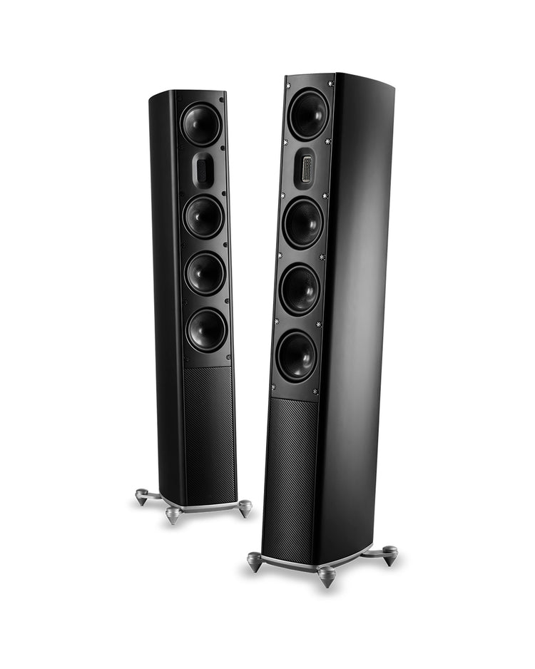 Scansonic HD MB5 B Standlautsprecher Stereopaar in Schwarz, Frontansicht und Rückansicht