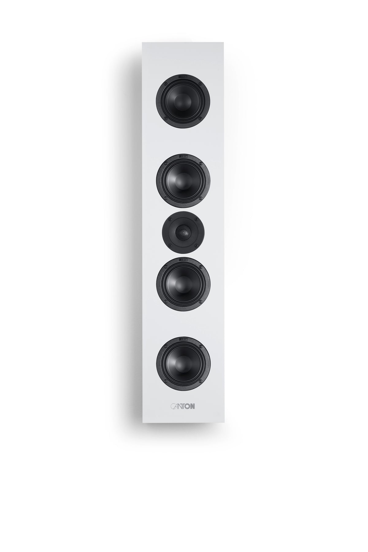 Canton Atelier OnWall 9 On-Wall-Lautsprecher weiss Frontansicht ohne Abdeckung mit sichtbaren Chassis