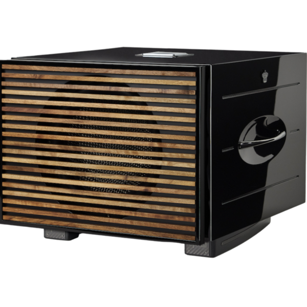 REL Carbon Special Black Label Subwoofer Schwarz Hochglanz Schrägansicht