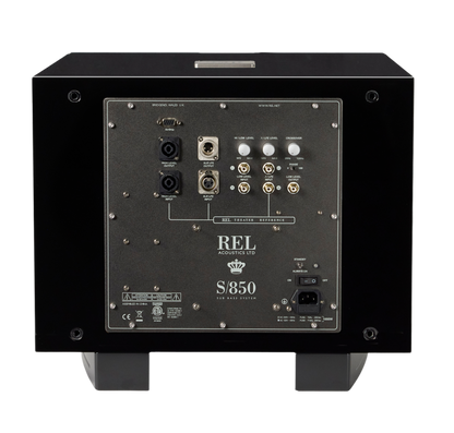 REL S-850 Subwoofer Schwarz Hochglanz Rückansicht