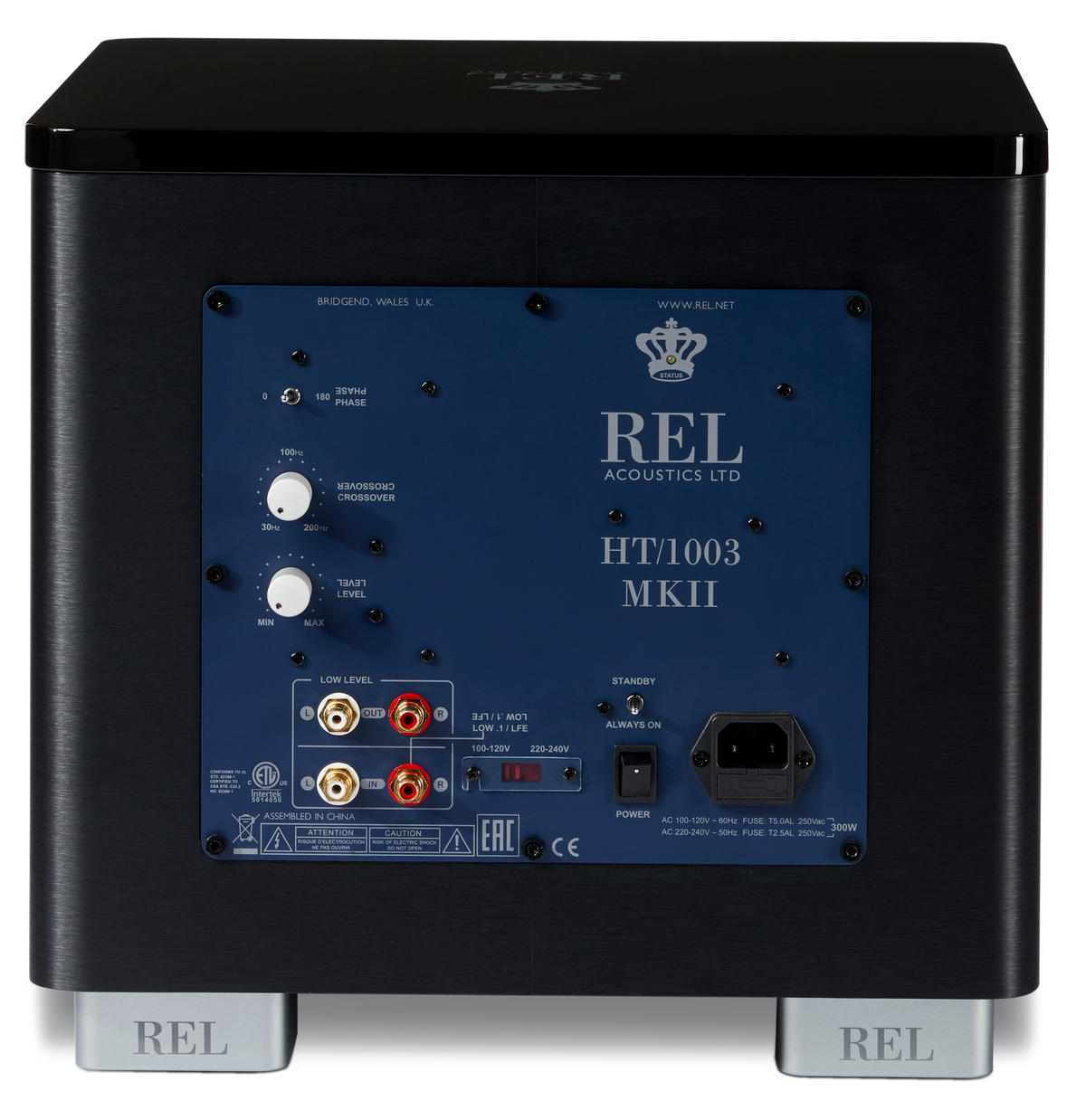 REL HT1003 Heimkino-Subwoofer Schwarz Rückansicht