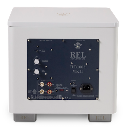 REL HT1003 Heimkino-Subwoofer Weiss Rückansicht
