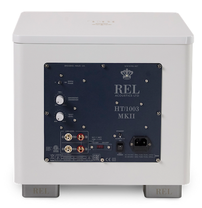 REL HT1003 Heimkino-Subwoofer Weiss Rückansicht