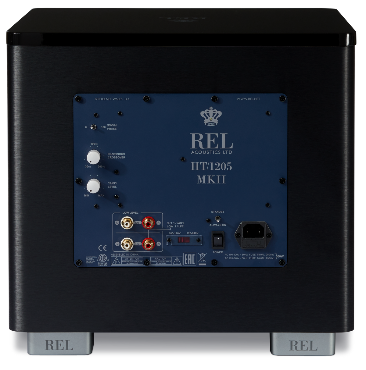 REL HT1205 Heimkino-Subwoofer Schwarz Rückansicht