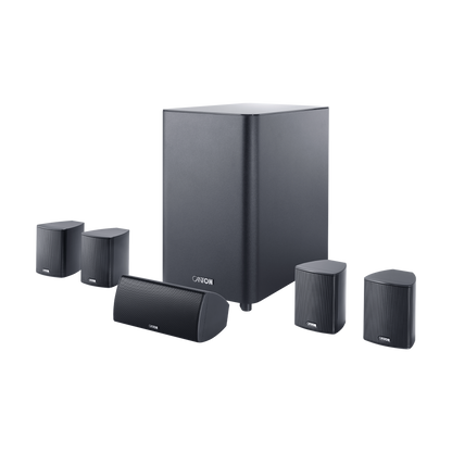 Canton Movie 200 5.1-Heimkinosystem in Schwarz mit vier Satelliten, Center und aktivem Subwoofer