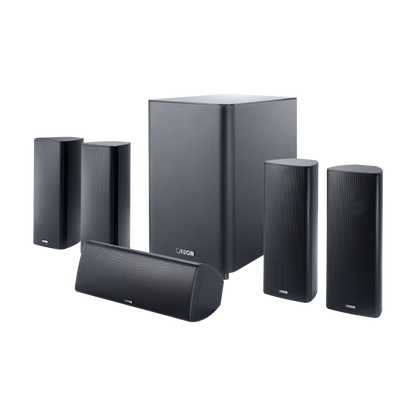 Canton Movie 400 5.1-Heimkinosystem in Schwarz mit vier Satelliten, Center und aktivem Subwoofer