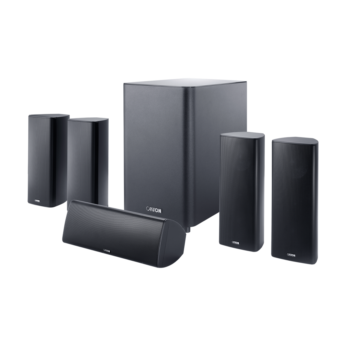 Canton Movie 400 5.1-Heimkinosystem in Schwarz mit vier Satelliten, Center und aktivem Subwoofer