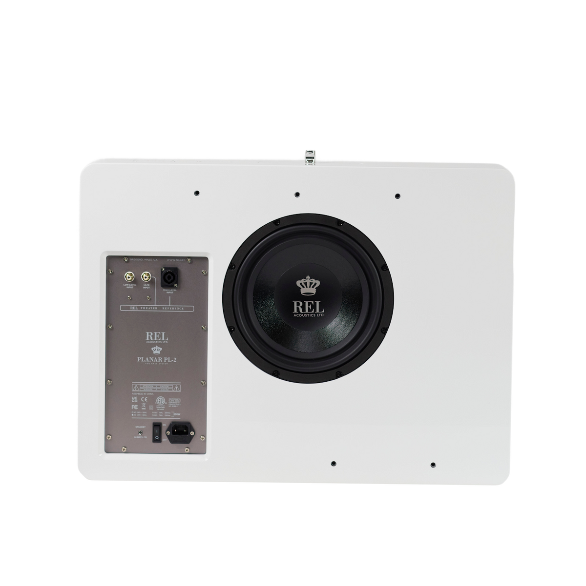 REL Planar PL-2 Subwoofer Weiss Hochglanz Rückansicht
