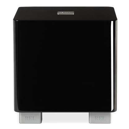 REL T-5x Subwoofer Schwarz Hochglanz Frontansicht
