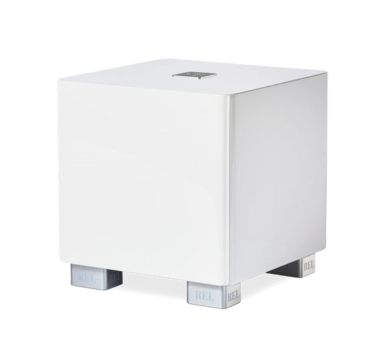 REL T-5x Subwoofer Weiss Hochglanz Schrägansicht