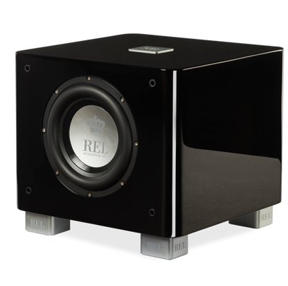 REL T-7x Subwoofer Schwarz Hochglanz Frontansicht