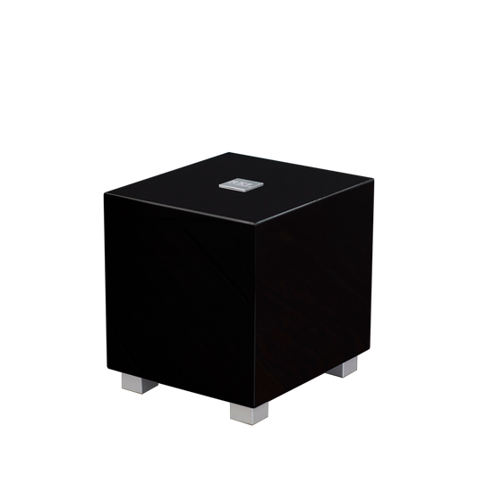 REL T-Zero Subwoofer Schwarz Hochglanz Schrägansicht