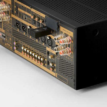 Advance Paris A-i190 Nova Hybrid-Vollverstärker Anschlussfeld mit A-BTC Bluetooth-Modul im Schacht