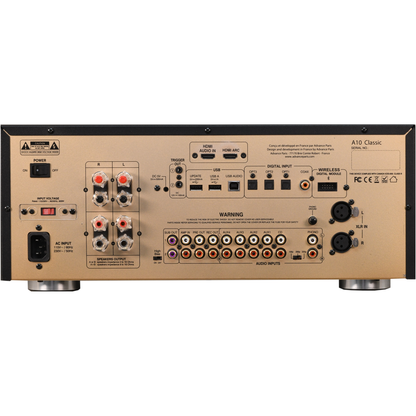 Advance Paris A10 ClassicLine Hybrid-Verstärker Rückansicht mit HDMI ARC, USB, Phono und XLR