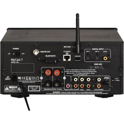 Advance Paris MyCast 7 Streaming-Anlage Rückansicht mit HDMI ARC, Phono und DAB-Antenne