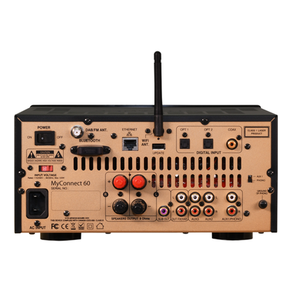 Advance Paris MyConnect 60 All-in-One schwarz Rückansicht mit DAB, Bluetooth, Ethernet und Phono