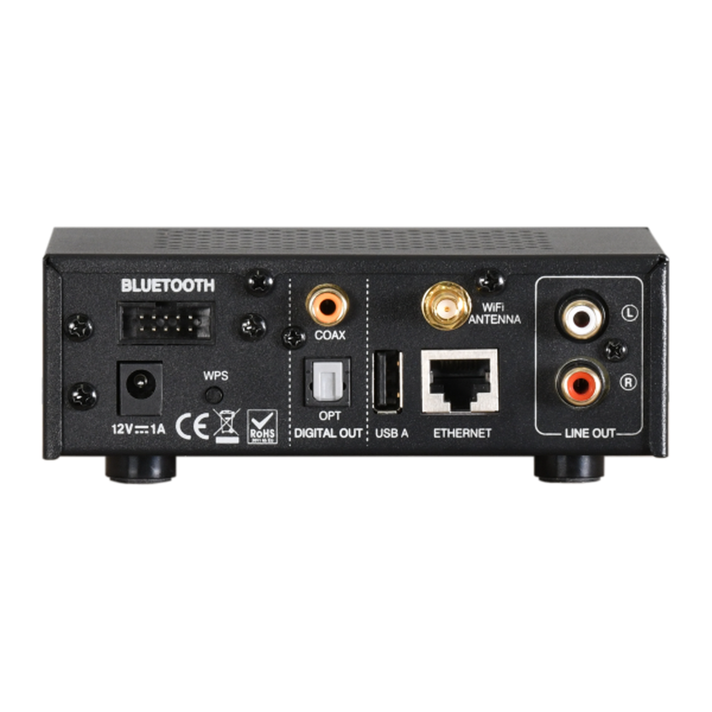 Advance Paris WTX-StreamTubes Röhren-Streamer Rückansicht mit Coax, USB, Ethernet und Line-Out